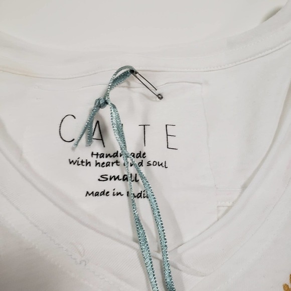 Copied - Anthropologie Caite NWT Embroidered white tee shirt size small - Picture 4 of 6